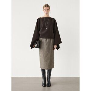 Massimo Dutti Womens Sweater XS S Cape Brown Long Wide Sleeve 6419/739 NWT